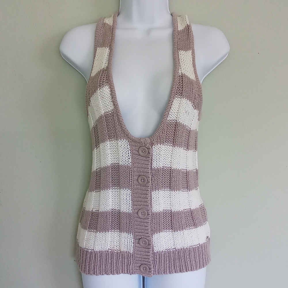 Hang Ten Sweater striped vest/ swim cover up
